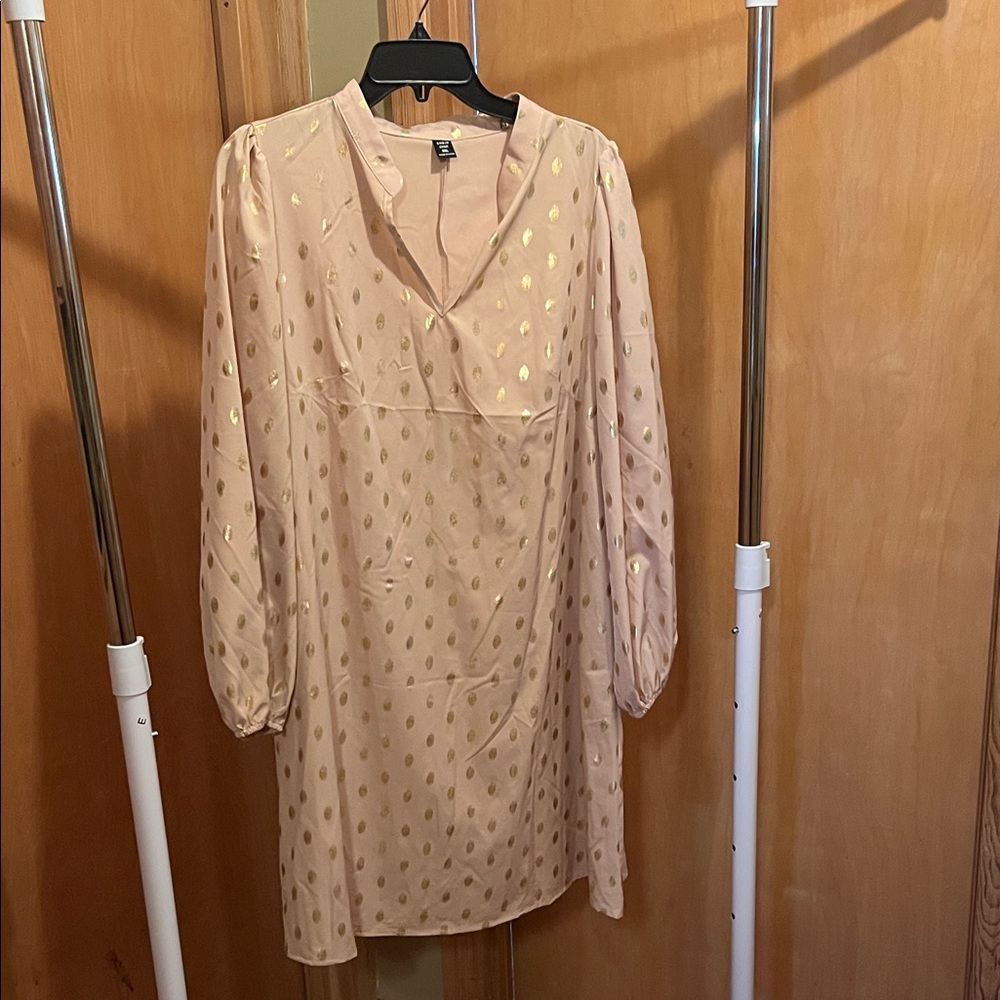 SHEIN Gold Patterned Long Sleeve Dress